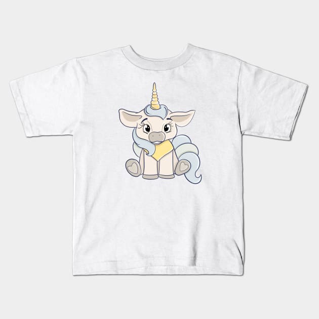 Cute baby unicorn, unicorns lovers, cartoon horse, blue unicorn Kids T-Shirt by PrimeStore